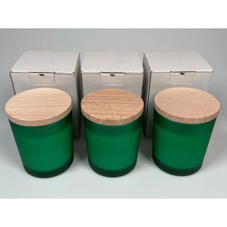 Świeca sojowa zapachowa w szkle zielonym - bawełniany knot 245 ml